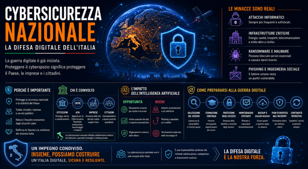 alt="Cybersicurezza nazionale e guerra digitale in Italia"